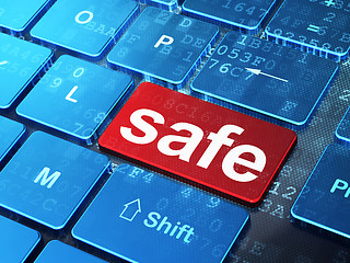 Image showing Privacy concept: Safe on computer keyboard background