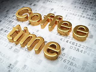 Image showing Time concept: Golden Coffee Time on digital background