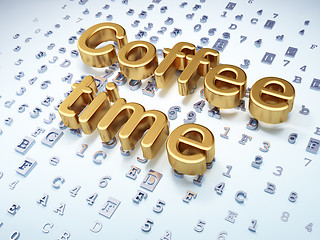 Image showing Time concept: Golden Coffee Time on digital background