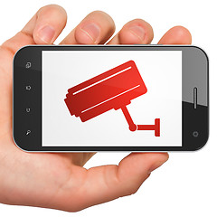 Image showing Safety concept: Cctv Camera on smartphone