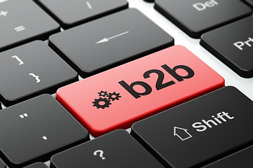 Image showing Business concept: Gears and B2b on computer keyboard background
