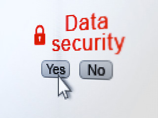 Image showing Safety concept: Closed Padlock icon and Data Security on digital computer screen