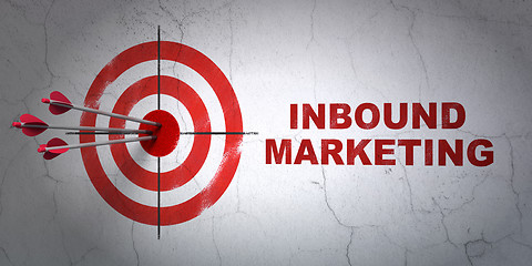 Image showing Business concept: target and Inbound Marketing on wall background