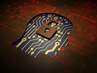 Image showing Business concept: Head With Padlock on digital screen background