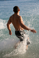 Image showing Running in the water