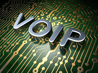 Image showing SEO web design concept: VOIP on circuit board background