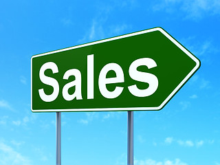 Image showing Marketing concept: Sales on road sign background