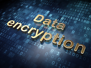 Image showing Protection concept: Golden Data Encryption on digital background