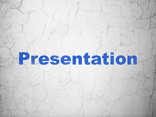 Image showing Marketing concept: Presentation on wall background