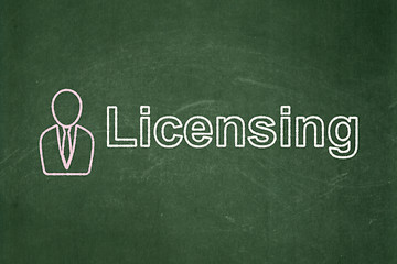 Image showing Law concept: Business Man and Licensing on chalkboard background