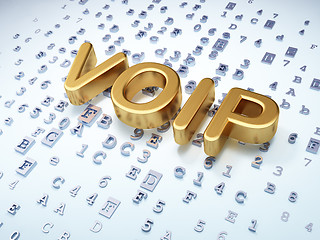 Image showing SEO web development concept: Golden VOIP on digital background