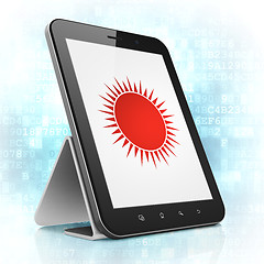 Image showing Travel concept: Sun on tablet pc computer