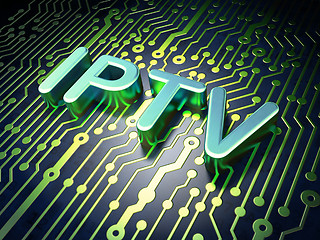 Image showing SEO web development concept: IPTV on circuit board background
