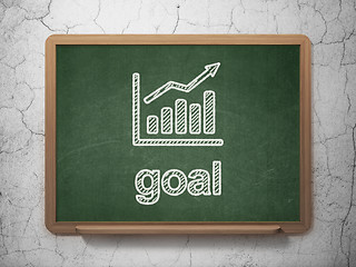 Image showing Marketing concept: Growth Graph and Goal on chalkboard background