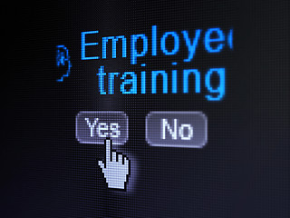 Image showing Education concept: Head With Finance Symbol icon and Employee Training on digital computer screen