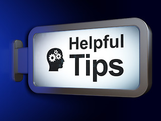 Image showing Education concept: Helpful Tips and Head With Gears on billboard background