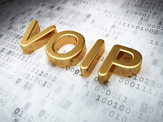 Image showing SEO web design concept: Golden VOIP on digital background