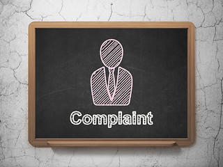 Image showing Law concept: Business Man and Complaint on chalkboard background