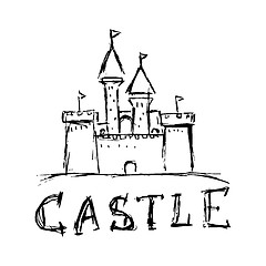 Image showing Doodle style castle illustration in vector format