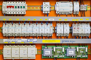 Image showing Control panel with static energy meters and circuit-breakers (fuse) 