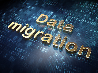 Image showing Information concept: Golden Data Migration on digital background