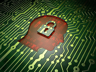 Image showing Information concept: Head With Padlock on circuit board background