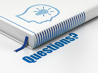 Image showing Education concept: book Head With Lightbulb, Questions? on white background