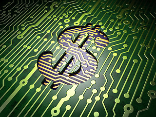 Image showing Currency concept: Dollar on circuit board background