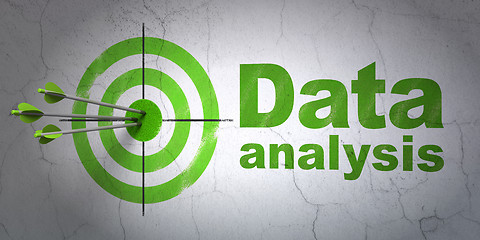 Image showing Data concept: target and Data Analysis on wall background