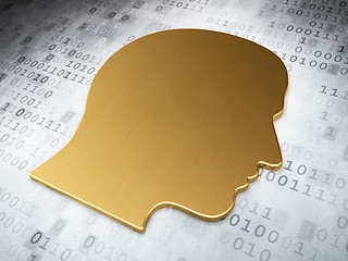 Image showing Information concept: Golden Head on digital background