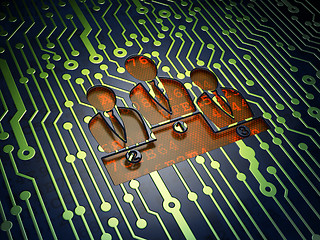 Image showing Business concept: Business Team on circuit board background