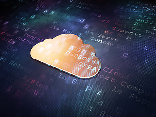 Image showing Cloud technology concept: Golden Cloud on digital background