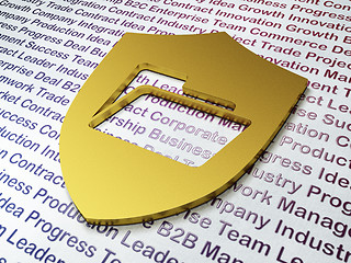 Image showing Business concept: Golden Folder With Shield on Business background