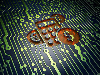 Image showing Finance concept: Calculator on circuit board background