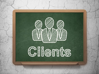 Image showing Finance concept: Business People and Clients on chalkboard background