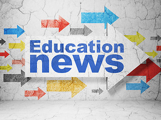 Image showing News concept: arrow with Education News on grunge wall background