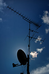 Image showing Old antenna, silhouette