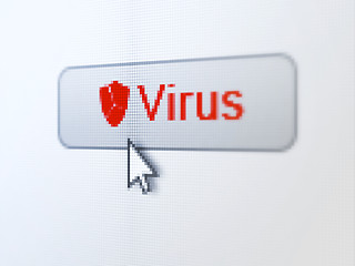 Image showing Privacy concept: Virus and Broken Shield on digital button background
