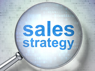 Image showing Advertising concept: Sales Strategy with optical glass