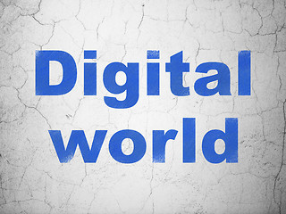 Image showing Data concept: Digital World on wall background