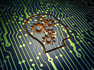 Image showing Education concept: Head With Gears on circuit board background