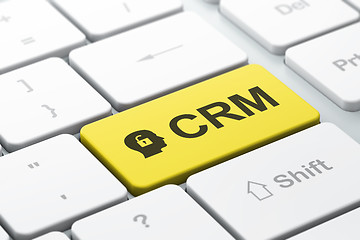 Image showing Business concept: Head With Padlock and CRM on keyboard