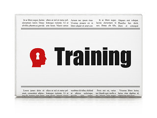 Image showing Education concept: newspaper with Training and Head With Keyhole