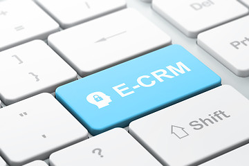 Image showing Finance concept: Head With Padlock and E-CRM on keyboard