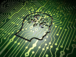 Image showing Education concept: Head With Finance Symbol on circuit board background