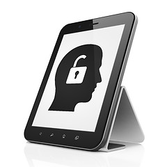 Image showing Business concept: Head With Padlock on tablet pc computer