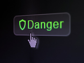 Image showing Privacy concept: Danger and Contoured Shield on digital button background