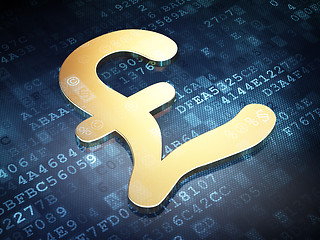 Image showing Currency concept: Golden Pound on digital background