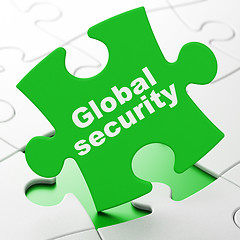 Image showing Privacy concept: Global Security on puzzle background