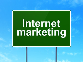 Image showing Advertising concept: Internet Marketing on road sign background